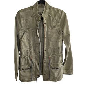 Hinge ~ Olive green jacket/anorak ~ Zippered and Button front ~ size XS